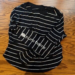 Pure Barre Long Sleeve Black and White Cropped Tee